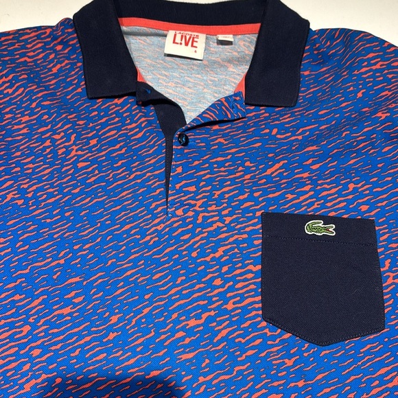 Men’s Lacoste polo with blue and orange design - Picture 2 of 4